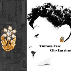 1960s Pearl Rhinestone Clip On Earrings, Small Clipons, Retro Bridal