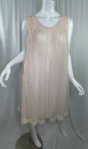 Pristine! Vintage 1960's Shadowline Peignoir Set Blush Pink Chiffon Lace Sz S Nightgown Robe - Fashionconstellate.com