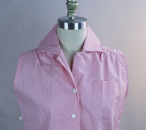 60s Deadstock Pink Cotton Sleeveless Blouse Shirt by New Era styled by Peter Pan, Sz 36 - Fashionconstellate.com