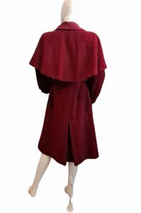 1940s Forstmann Double Breasted Princess Coat and Cape Leg o Mutton Sleeves Claret Red - Fashionconstellate.com