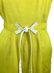 1960s yellow linen dress with matching belt - Fashionconstellate.com