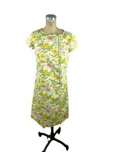 1960s floral cotton day dress with front zipper  - Fashionconstellate.com