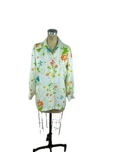 1970s Floral Blouse With Daggar Collar - Fashionconstellate.com
