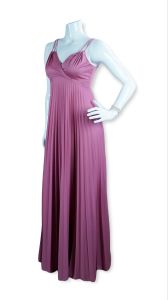 70s Mauve Pleated Full Skirt Formal Gown - Fashionconstellate.com