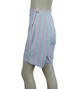60s Pink and Beige Striped Bermuda Shorts, Deadstock, W27 - Fashionconstellate.com