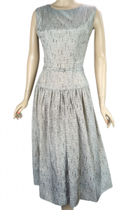 50s Sleeveless Drop Waist Dress w/ Matching Jacket - Fashionconstellate.com