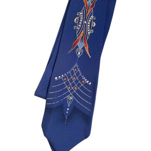 50s Penney's Towncraft Blue Painted Necktie Midcentury Tie - Fashionconstellate.com