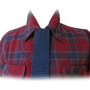 Retro Square Tie Navy Blue Cotton Knit Skinny Necktie VFG Minimalist Academia - Fashionconstellate.com