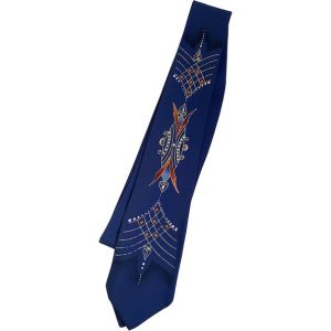 50s Penney's Towncraft Blue Painted Necktie Midcentury Tie