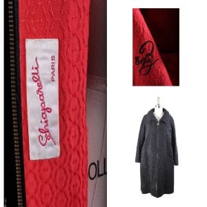 Vintage Schiaparelli Black Persian Lamb Jacket Coat Womens L XL Zip Front Red Lining 1970s