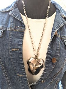 Designer Silver Tone Large Celtic Knot Pendant Necklace  - Fashionconstellate.com
