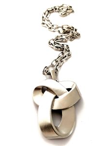 Designer Silver Tone Large Celtic Knot Pendant Necklace 