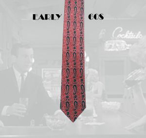 1960s Dark Red Skinny Tie, Funky Heavy Texture Paisley Narrow Slim Thin Necktie 