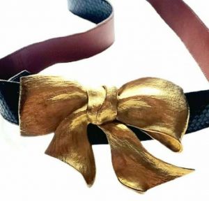 1980s C. ROSS Signed Bow Buckle & Snakeskin Belt - Fashionconstellate.com