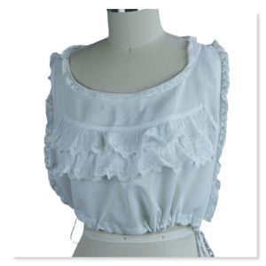 Antique Cotton Ruffle Bodice Corset Cover w/ Side Openings 