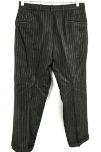 VTG Mens Pants 1940s  Button Fly Gray Pin Striped Flat Front 35/31  Cuffed Watch - Fashionconstellate.com