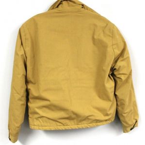 VTG Mens L XL Chore Work Jacket Gold Cotton Poplin 60s Striped Faux Fur Lined - Fashionconstellate.com