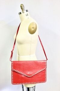 Womens Handbag Red Huge Shoulder Messenger Envelope Bag Purse Crystal Studs