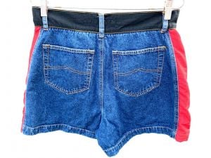 VTG 80's -90s Denim Union Bay Short Shorts 100% Cotton Red Sides Sz 13 Womens - Fashionconstellate.com