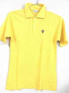 Vtg 1960s Garan Yellow Polo Shirt Cotton NWOT Cool Emblem Big Boys 18  S Mens