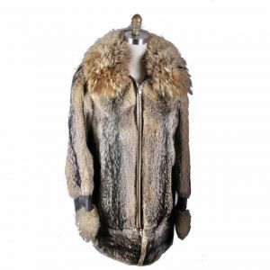 Mens Vintage 1970s Coyote Fur & Leather Parka Coat Jacket M/L Outrageous!