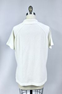 VTG 1960s Printed Textured Nylon Short Sleeves Top  Space Era L/XL  RWB - Fashionconstellate.com