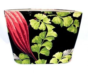 Vintage Exotic Black/Pink/Green  Barkcloth Purse Tote Bag Bucket Needs Handles
