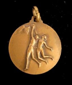 Vintage Bronze First Place Basketball Charm Pendant 1968
