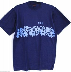 NAU T Shirt VTG NOS Heavy 100% Cotton 1970s L Blue Skater Indie Never Worn