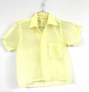Vintage 1950s Boys Shirt Sheer Textured Nylon Sheer Looks Like Mans 30'' Chest