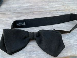 Arrow Cravat Mens Bow Tie Black Rayon Adjustable M Formal VTG 1940s USA 