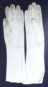 VTG White Kid Leather GLOVES WOmens 7 15'' Unbranded Long - Fashionconstellate.com