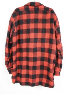  VTG 50's Pilgrim Shirt MEns L-XL  100% Wool Red Black Buffalo Plaid XLONG  - Fashionconstellate.com