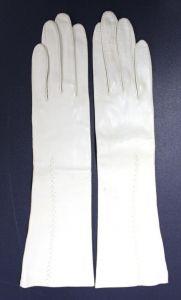 Vintage White Kid Leather Gloves Dawnelle 14''  made in USA size 6.5
