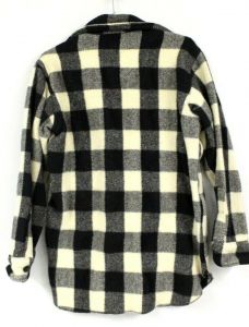 Vintage 1940s Woolrich Buffalo Plaid  CPO Shirt Jacket Sz S/M  BLK & Ivory - Fashionconstellate.com