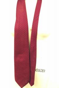 Longchamps  Mens Vintage Necktie Polyester Red Blue Geometric 1970s 4.5'' Wide
