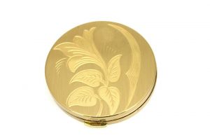 VINTAGE Zell  Gold Tone Floral Engraved Unused Compact 3.25''