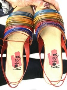 Vintage 80's 90's Abstrax Rainbow Linguini  Sandals Women's 10M Spice NIB - Fashionconstellate.com
