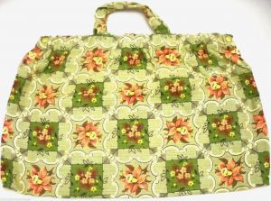 Vintage Sewing Bag Purse Quaint Kitchen Fabric 1940s