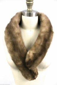 Ranch Mink Scarf VTG Blonde Collar 36'' w Clips on Each End 1950s