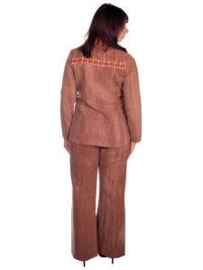 Vintage Brown Chambray Pant Suit Embellished Holy 1970s Batman 40-30-40 - Fashionconstellate.com