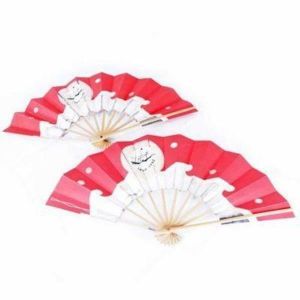 2 Vintage Fan Japan US Centennial Folding Painted Hand Fan Provenance