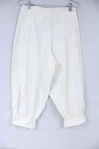 Antique Knickers 1920 Depression Deco Knee Pants  Womens  Ivory Linen 28 Waist 