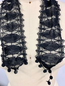 Victorian French Knot Lace Black Trim 2.5''  Belt,Trims Came off Antique Dress - Fashionconstellate.com