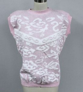 Adele 80s VTG Fairy Kei Sweater Pastel Pink Lurex Silver Sz S Kawaii NWT 