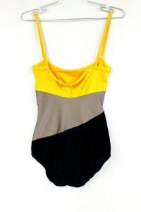 Vtg 80s Gottex Women’s Maillot Bathing Suit S/M One Piece Color Block Yellow  - Fashionconstellate.com