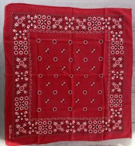 Vintage RED Bandana Paisley Fast Color RN13960 Handkerchief Selvedge