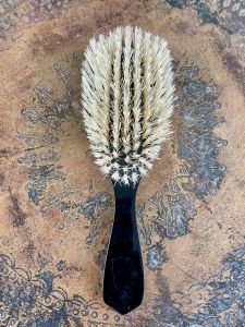 VTG Art Deco Black Pyralin Celluloid Hair Brush 1920's Vanity Dressing GORGEOUS!