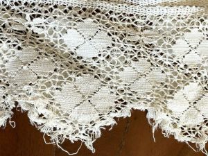 Antique Lace Trim 90'' X 3-4'' Skirt Petticoat Edging White Micro Crochet Clovers - Fashionconstellate.com