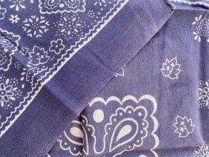 Vintage  Blue Bandana Paisley Fast Color RN13960 Handkerchief Selvedge - Fashionconstellate.com